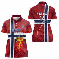 Custom Norway Football Women Polo Shirt Come On Kongeriket Norge
