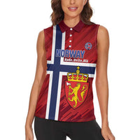 Custom Norway Football Women Sleeveless Polo Shirt Come On Kongeriket Norge