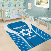 Custom Israel Football Area Rug Come On Sky Blue and Whites