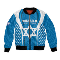 Custom Israel Football Bomber Jacket Come On Sky Blue and Whites