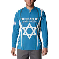 Custom Israel Football Button Sweatshirt Come On Sky Blue and Whites
