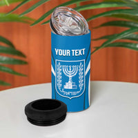 Custom Israel Football 4 in 1 Can Cooler Tumbler Come On Sky Blue and Whites