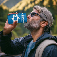 Custom Israel Football 4 in 1 Can Cooler Tumbler Come On Sky Blue and Whites