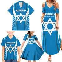 Custom Israel Football Family Matching Summer Maxi Dress and Hawaiian Shirt Come On Sky Blue and Whites