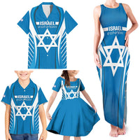 Custom Israel Football Family Matching Tank Maxi Dress and Hawaiian Shirt Come On Sky Blue and Whites