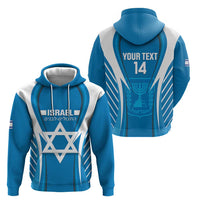 Custom Israel Football Hoodie Come On Sky Blue and Whites