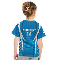 Custom Israel Football Kid T Shirt Come On Sky Blue and Whites