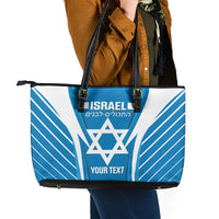 Custom Israel Football Leather Tote Bag Come On Sky Blue and Whites