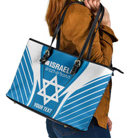 Custom Israel Football Leather Tote Bag Come On Sky Blue and Whites