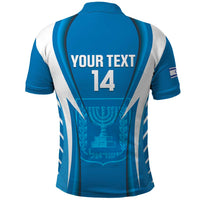 Custom Israel Football Polo Shirt Come On Sky Blue and Whites