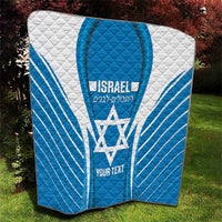 Custom Israel Football Quilt Come On Sky Blue and Whites