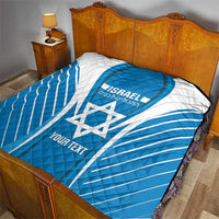 Custom Israel Football Quilt Come On Sky Blue and Whites