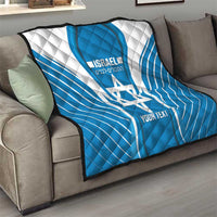 Custom Israel Football Quilt Come On Sky Blue and Whites