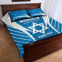 Custom Israel Football Quilt Bed Set Come On Sky Blue and Whites