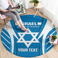 Custom Israel Football Round Carpet Come On Sky Blue and Whites