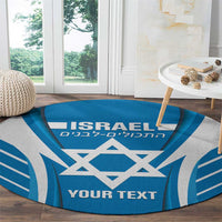 Custom Israel Football Round Carpet Come On Sky Blue and Whites