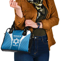 Custom Israel Football Shoulder Handbag Come On Sky Blue and Whites