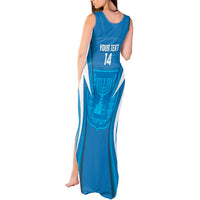 Custom Israel Football Tank Maxi Dress Come On Sky Blue and Whites