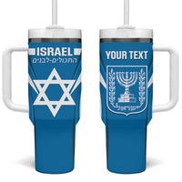 Custom Israel Football Tumbler With Handle Come On Sky Blue and Whites