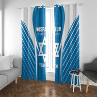 Custom Israel Football Window Curtain Come On Sky Blue and Whites