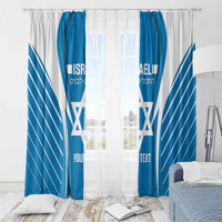 Custom Israel Football Window Curtain Come On Sky Blue and Whites