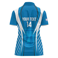 Custom Israel Football Women Polo Shirt Come On Sky Blue and Whites