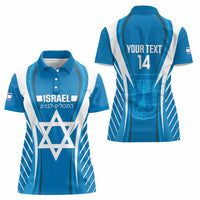Custom Israel Football Women Polo Shirt Come On Sky Blue and Whites