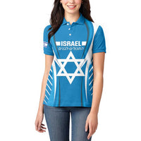 Custom Israel Football Women Polo Shirt Come On Sky Blue and Whites