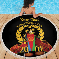 Custom Eritrea Martyrs' Day Beach Blanket 20 June Shida Shoes With Candles - Black - Wonder Print Shop