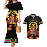 Custom Eritrea Martyrs' Day Couples Matching Mermaid Dress and Hawaiian Shirt 20 June Shida Shoes With Candles - Black - Wonder Print Shop
