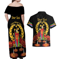 Custom Eritrea Martyrs' Day Couples Matching Off Shoulder Maxi Dress and Hawaiian Shirt 20 June Shida Shoes With Candles - Black - Wonder Print Shop