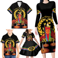 Custom Eritrea Martyrs' Day Family Matching Long Sleeve Bodycon Dress and Hawaiian Shirt 20 June Shida Shoes With Candles - Black - Wonder Print Shop