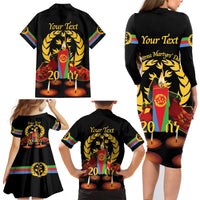 Custom Eritrea Martyrs' Day Family Matching Long Sleeve Bodycon Dress and Hawaiian Shirt 20 June Shida Shoes With Candles - Black - Wonder Print Shop