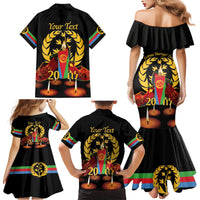 Custom Eritrea Martyrs' Day Family Matching Mermaid Dress and Hawaiian Shirt 20 June Shida Shoes With Candles - Black - Wonder Print Shop