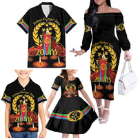 Custom Eritrea Martyrs' Day Family Matching Off The Shoulder Long Sleeve Dress and Hawaiian Shirt 20 June Shida Shoes With Candles - Black - Wonder Print Shop