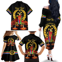 Custom Eritrea Martyrs' Day Family Matching Off The Shoulder Long Sleeve Dress and Hawaiian Shirt 20 June Shida Shoes With Candles - Black - Wonder Print Shop
