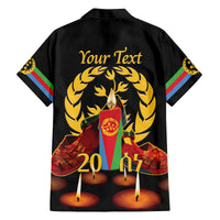Custom Eritrea Martyrs' Day Family Matching Off The Shoulder Long Sleeve Dress and Hawaiian Shirt 20 June Shida Shoes With Candles - Black - Wonder Print Shop