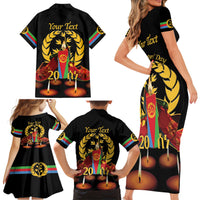 Custom Eritrea Martyrs' Day Family Matching Short Sleeve Bodycon Dress and Hawaiian Shirt 20 June Shida Shoes With Candles - Black - Wonder Print Shop
