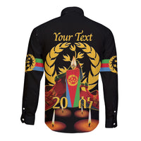 Custom Eritrea Martyrs' Day Long Sleeve Button Shirt 20 June Shida Shoes With Candles - Black - Wonder Print Shop