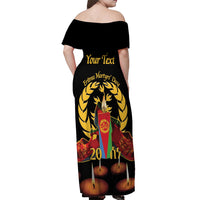 Custom Eritrea Martyrs' Day Off Shoulder Maxi Dress 20 June Shida Shoes With Candles - Black - Wonder Print Shop