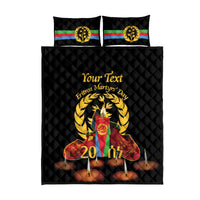 Custom Eritrea Martyrs' Day Quilt Bed Set 20 June Shida Shoes With Candles - Black - Wonder Print Shop