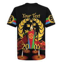 Custom Eritrea Martyrs' Day Rugby Jersey 20 June Shida Shoes With Candles - Black - Wonder Print Shop