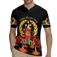 Custom Eritrea Martyrs' Day Rugby Jersey 20 June Shida Shoes With Candles - Black - Wonder Print Shop