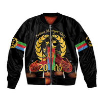 Custom Eritrea Martyrs' Day Sleeve Zip Bomber Jacket 20 June Shida Shoes With Candles - Black - Wonder Print Shop