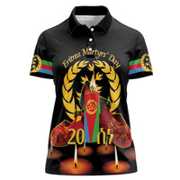 Custom Eritrea Martyrs' Day Women Polo Shirt 20 June Shida Shoes With Candles - Black - Wonder Print Shop