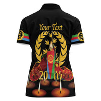 Custom Eritrea Martyrs' Day Women Polo Shirt 20 June Shida Shoes With Candles - Black - Wonder Print Shop