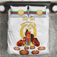 Custom Eritrea Martyrs' Day Bedding Set 20 June Shida Shoes With Candles - White - Wonder Print Shop
