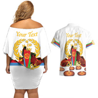 Custom Eritrea Martyrs' Day Couples Matching Off Shoulder Short Dress and Hawaiian Shirt 20 June Shida Shoes With Candles - White - Wonder Print Shop