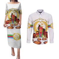 Custom Eritrea Martyrs' Day Couples Matching Puletasi and Long Sleeve Button Shirt 20 June Shida Shoes With Candles - White - Wonder Print Shop