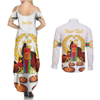 Custom Eritrea Martyrs' Day Couples Matching Summer Maxi Dress and Long Sleeve Button Shirt 20 June Shida Shoes With Candles - White - Wonder Print Shop